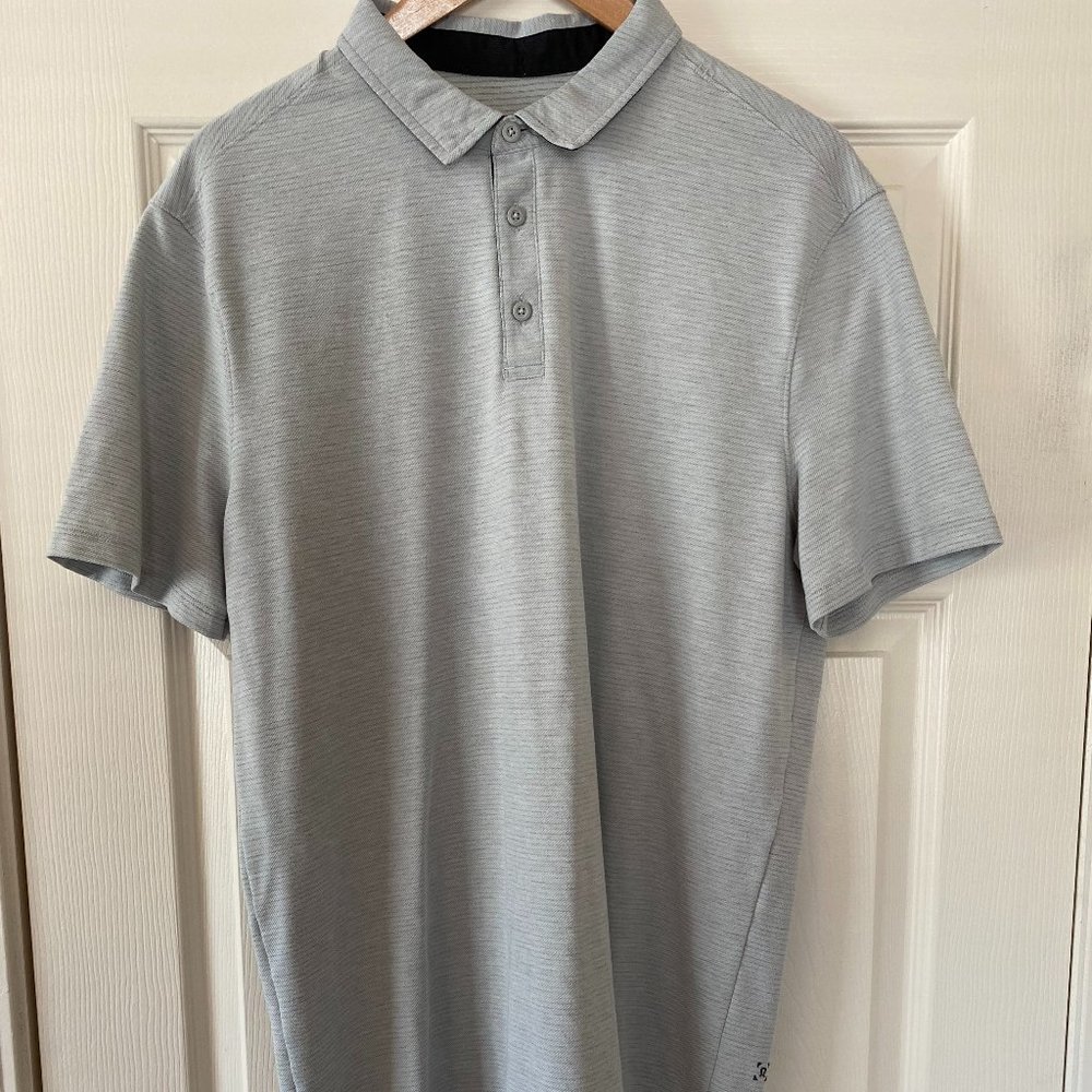Lululemon Men's Grey/Blue Metal Vent Tech Polo (Large)